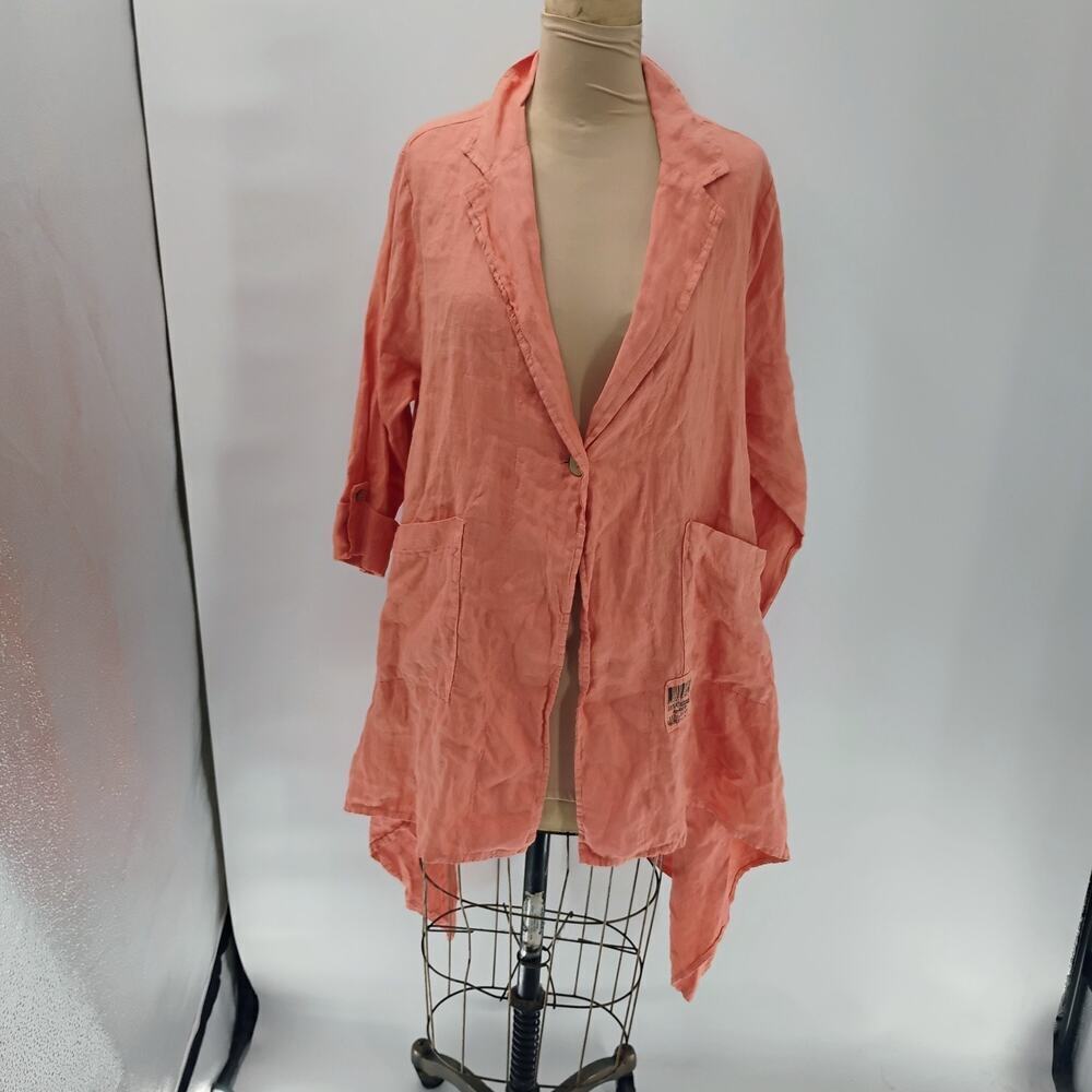 Verandah by Vina Orange Poncho Free Size tunic top‎ 100% linen lagenlook NWT